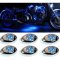 6Pc Blue LED Chrome Modules Motorcycle Chopper Frame Neon Glow Lights Pods Kit