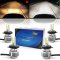 6K 6500K H4 SMD COB 360° LED White Headlight HID Hi/Low Light Bulb Kit Set of 4