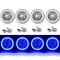 5-3/4" Blue COB LED Halo Angel Eye Crystal Clear Headlamp & 6k LED Bulb Set of 4