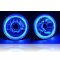 5-3/4" Blue LED Halo Angel Eye Crystal Clear Headlight w/ 6k LED Bulb Set of 4