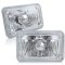 4X6 White Halo Angel Eye H4 Crystal Clear Headlight Headlamp w/ 6k LED Bulb Pair