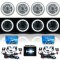 5-3/4" Projector White SMD LED Halo Crystal H4 Headlight & 6k HID Bulb Set of 4