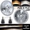 7" H6024 6014 Crystal Glass Headlight 12v LED 26/40w H4 Light Bulb Headlamp Pair