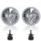 7" H6024 6014 Crystal Glass Headlight 12v LED 26/40w H4 Light Bulb Headlamp Pair