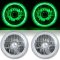 7" Halogen H4 Headlight Headlamp Green LED Halo Angel Eyes Light Bulbs 12 Volt