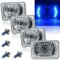 4X6" Blue LED Halo Projector Halogen Headlight Headlamp Bulbs Crystal Clear Set