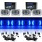 4X6" Blue LED Halo Projector Headlight 6K 6000K HID Headlamp Light Bulbs Set