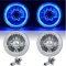 5-3/4 Blue LED Halo Halogen Light H4 Bulb Headlight Angel Eye Crystal Clear Pair