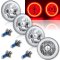 5-3/4" Red LED COB SMD Halo Angel Eyes Halogen Light Bulbs Metal Headlights Set