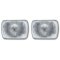 7X6 Stock Style Glass Lens / Metal Headlight H4 Halogen Light Bulb Headlamp Pair