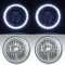 7" Halogen White LED Ring Halo Angel Eyes Headlight Headlamp Light Bulbs Pair