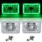 4X6 Green LED Halo Angel Eye Halogen Headlight Headlamp Bulbs Crystal Clear Pair