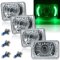 4X6" Green LED Halo Projector Halogen Headlight Headlamp Bulbs Crystal Clear Set