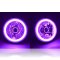 5-3/4 Purple COB SMD LED Halo Angel Eye Halogen Light Bulb Metal Headlights Pair