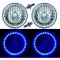 7" Halogen Blue Split LED Halo Ring Angel Eye Headlight Headlamp Light Bulb Pair